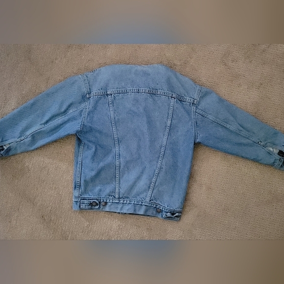 Vintage Unisex Levi's Blue Denim Trucker Jacket Cowboy Print Longing Rare Item - Picture 4 of 9